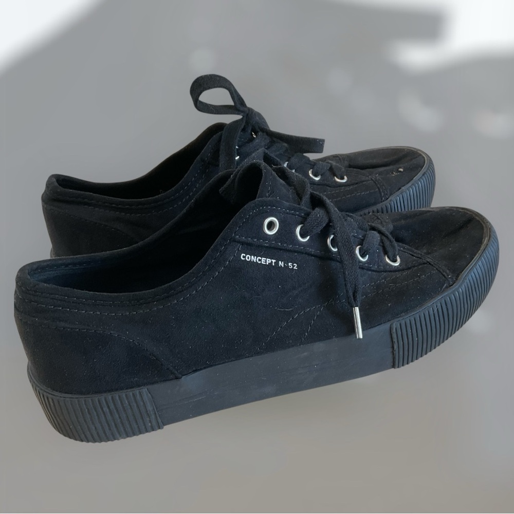 H&M Divided Concept No. 52 black canvas platform lace-up sneakers, Sz 8.5